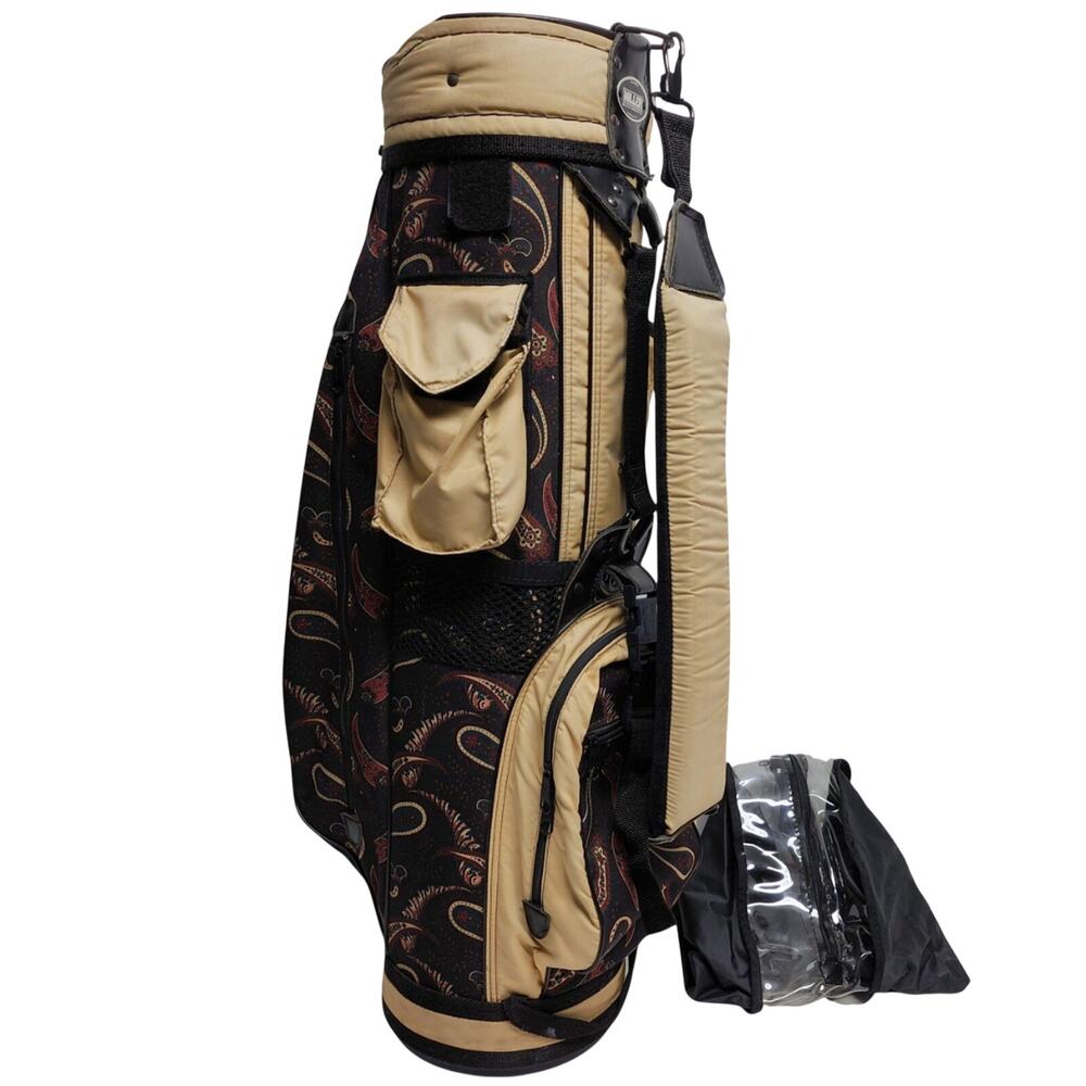 Vintage Ron Miller Pro Model Paisley 3-Way Golf Cart Bag w/ Rain Cover Retro USA